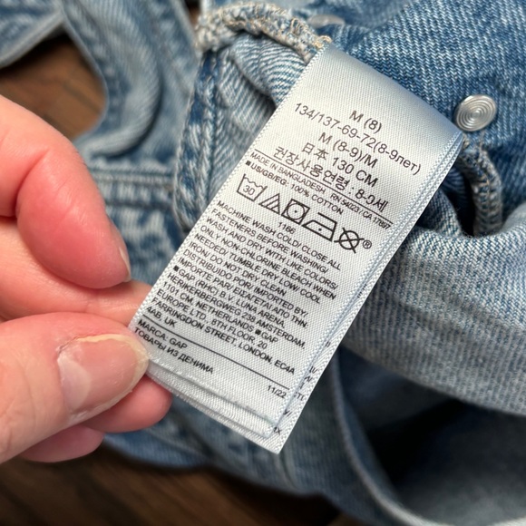 GAP Medium Wash Denim Overalls Kids Unisex Size‎ Medium (5) Cotton Frayed Hem - Picture 6 of 7